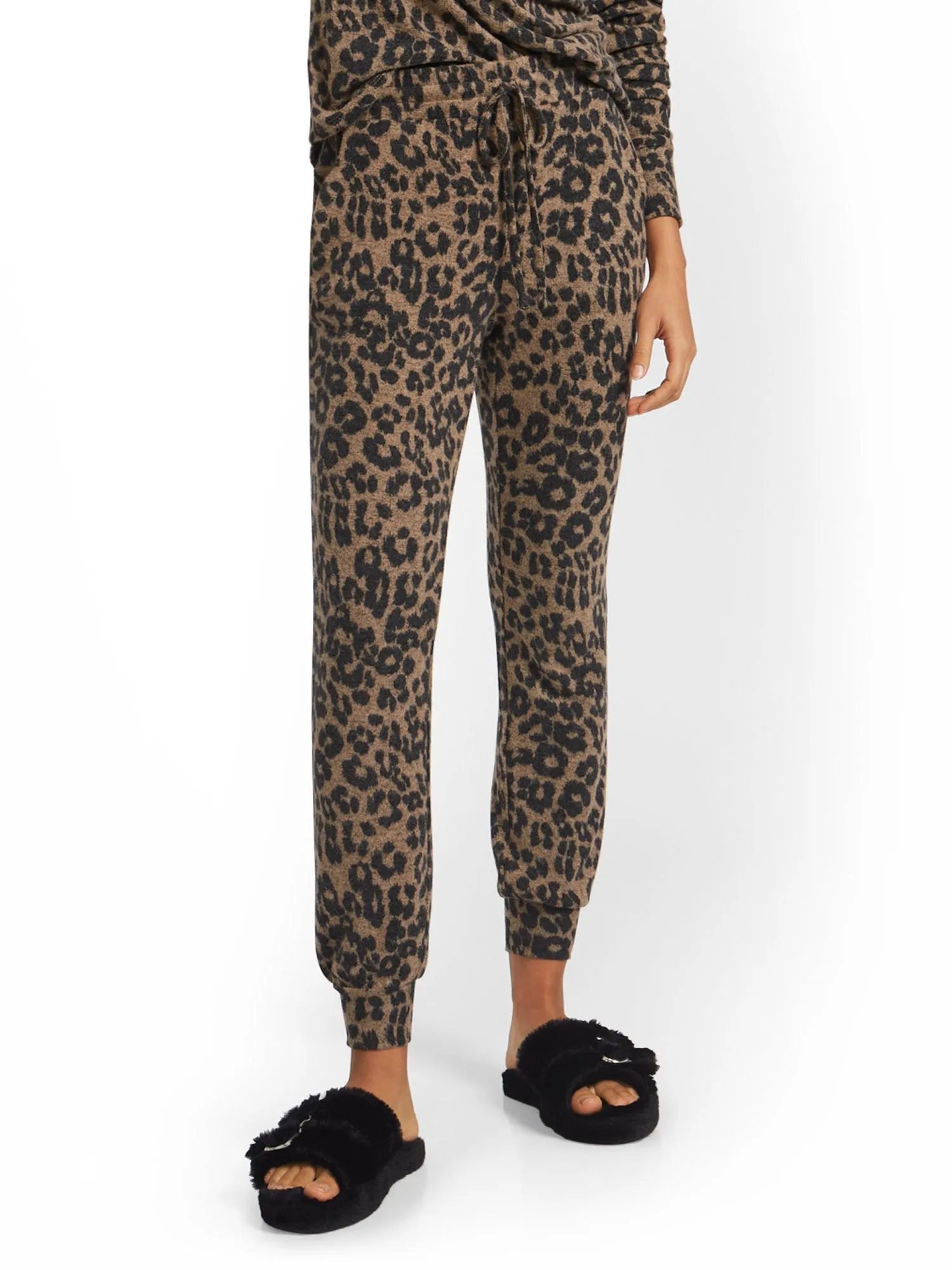 Leopard-Print Super-Soft Knit Slim Jogger Pant