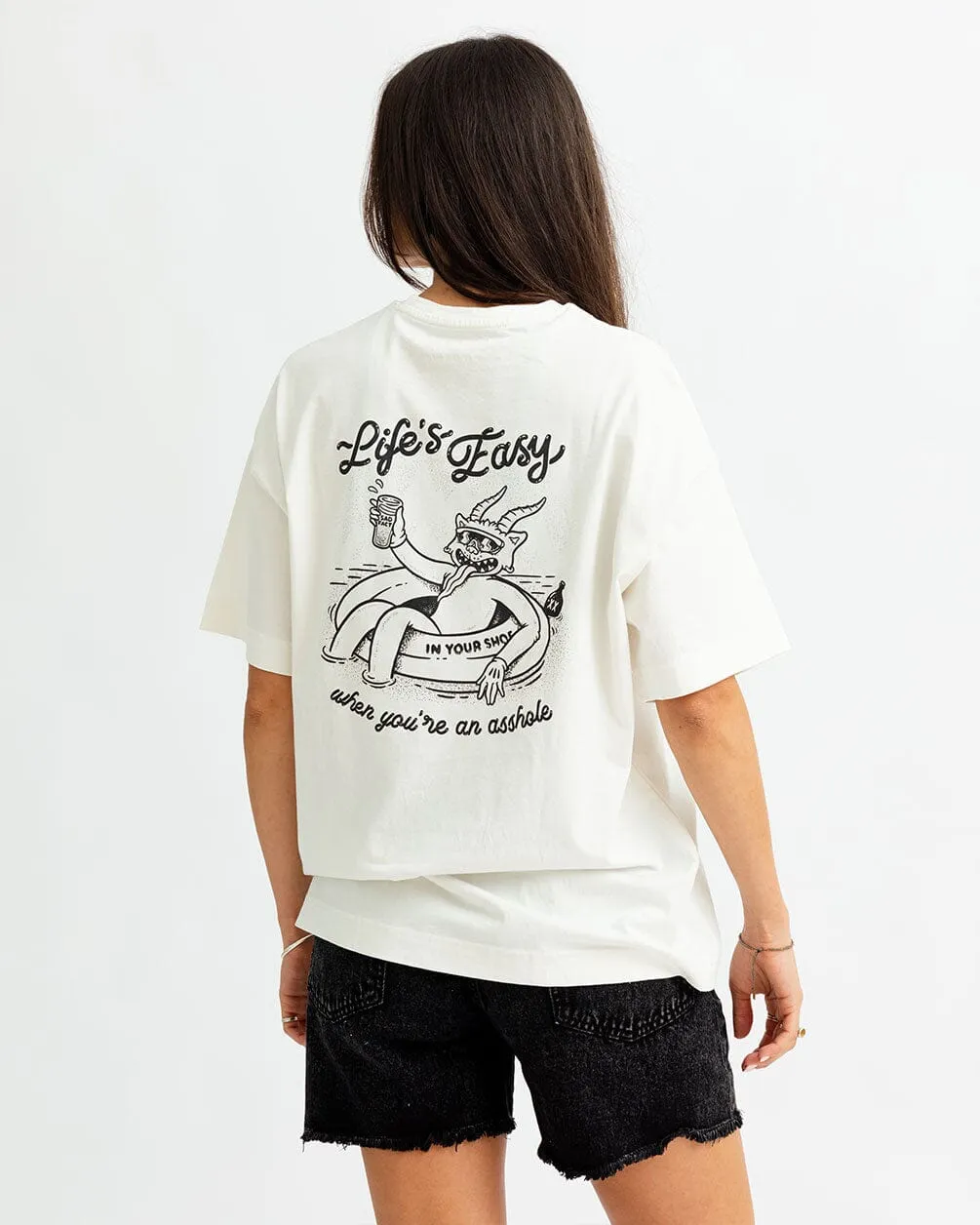 Life's Easy Printed Oversized Tee