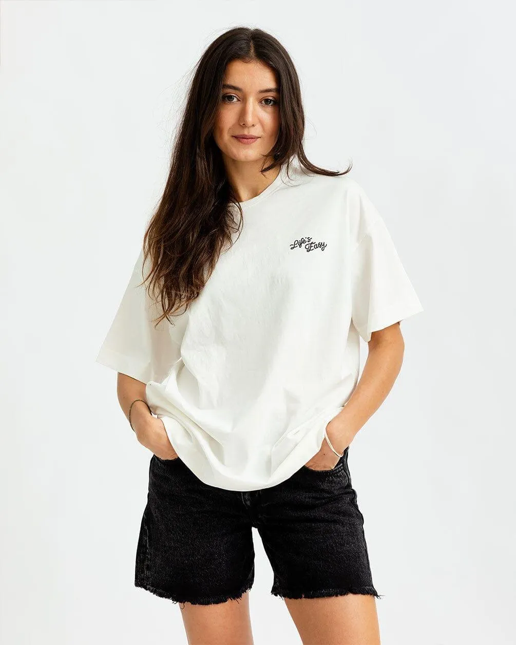 Life's Easy Printed Oversized Tee