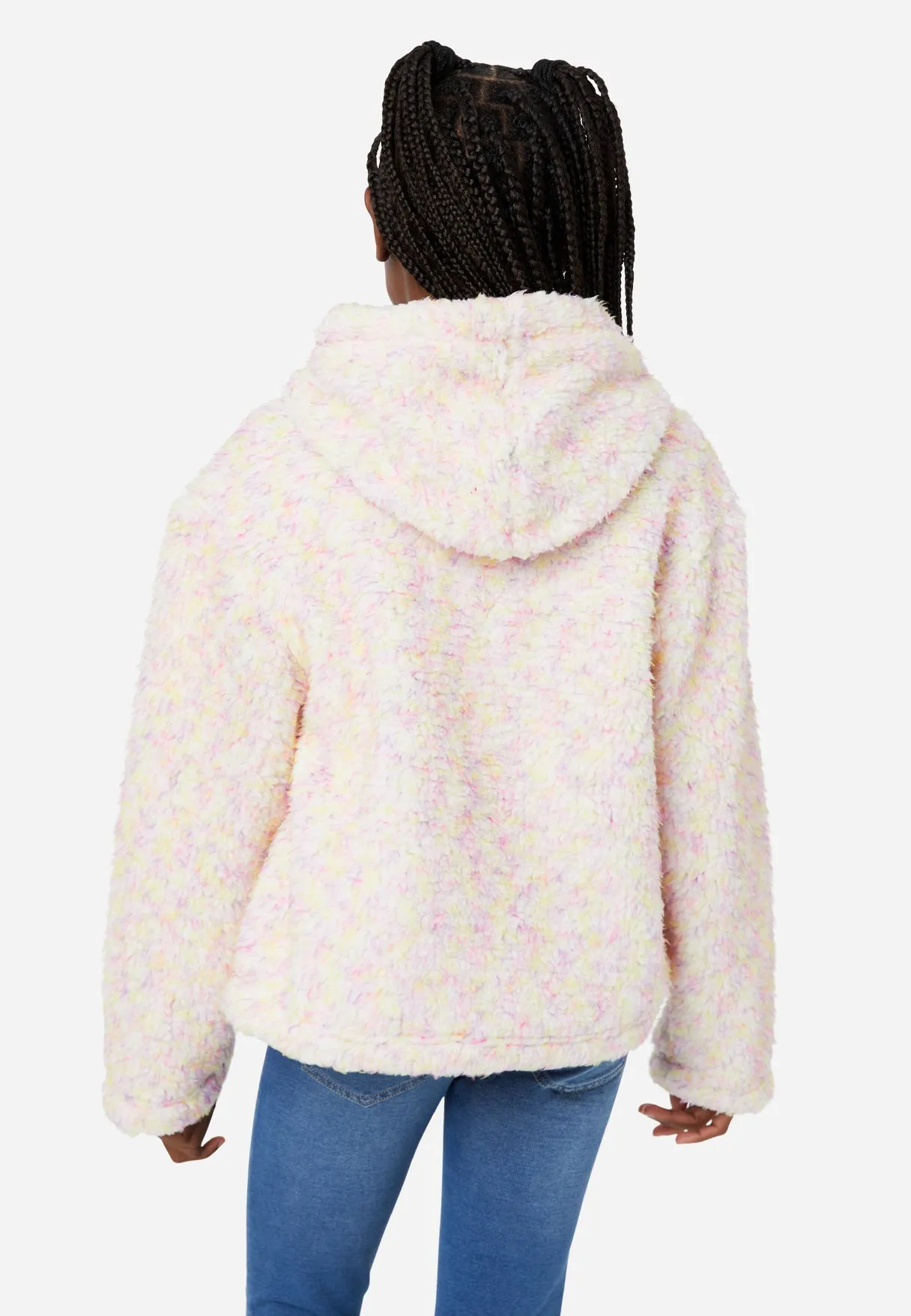 Marled Zip-Front Sherpa Hoodie