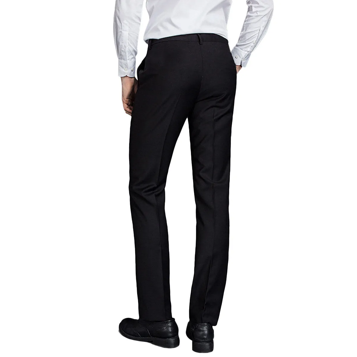 Men's Classic Slim Fit Stretch Flat Front Slacks Dress Pants