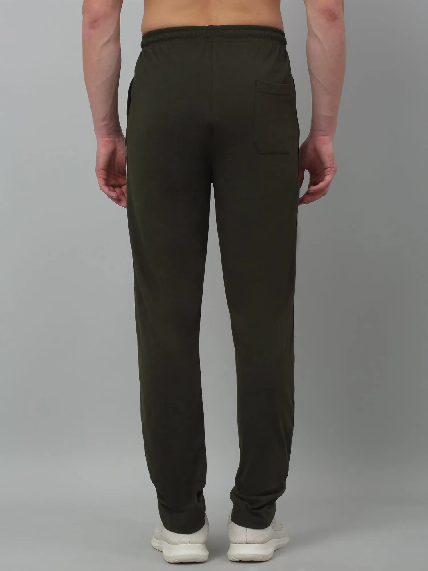 Men's Olive Green Summer Solid Drawstring Casual Track Pant