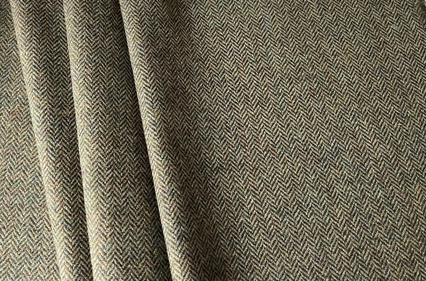 Mid-Weight Studiously Handsome Olive & Camel Wool Herringbone