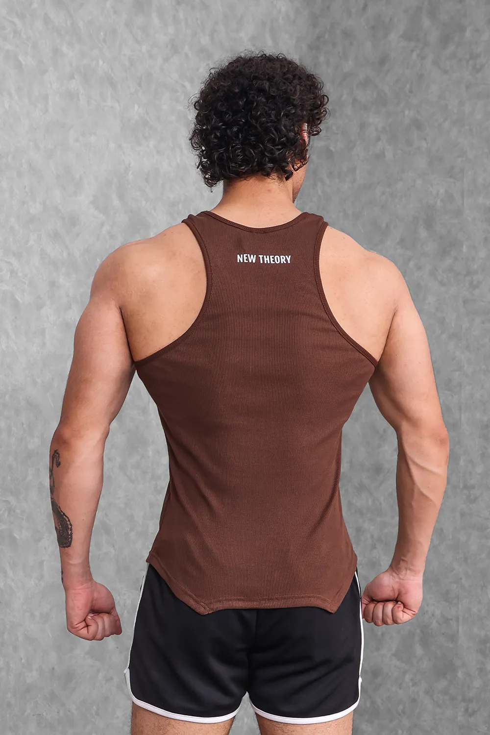 Muscle-Up Ribbed Tank - Brown