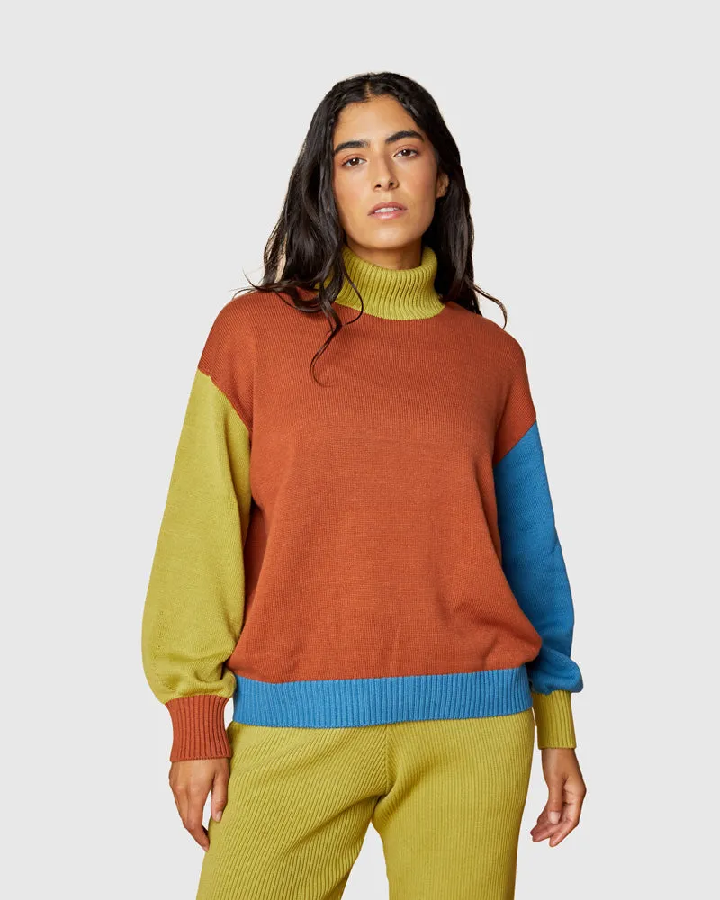 Organic Cotton Colorblock Sweater - Rust by United By Blue