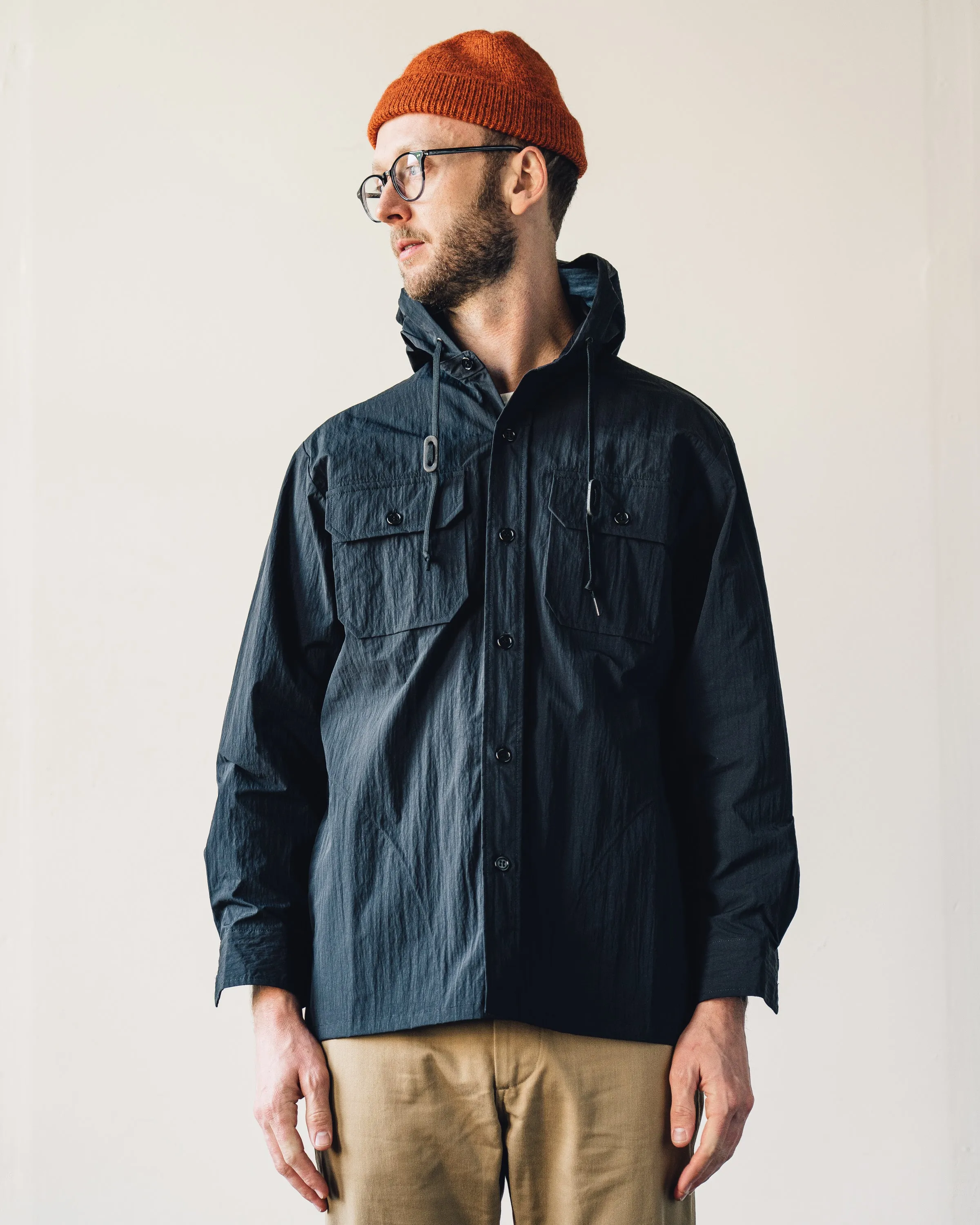 orSlow Hooded Shirt Jacket, Black