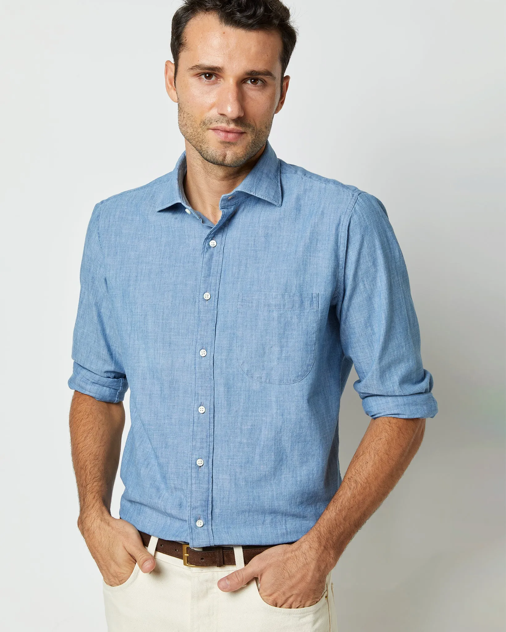 Otto Handmade Sport Shirt in Extra Light Washed Chambray