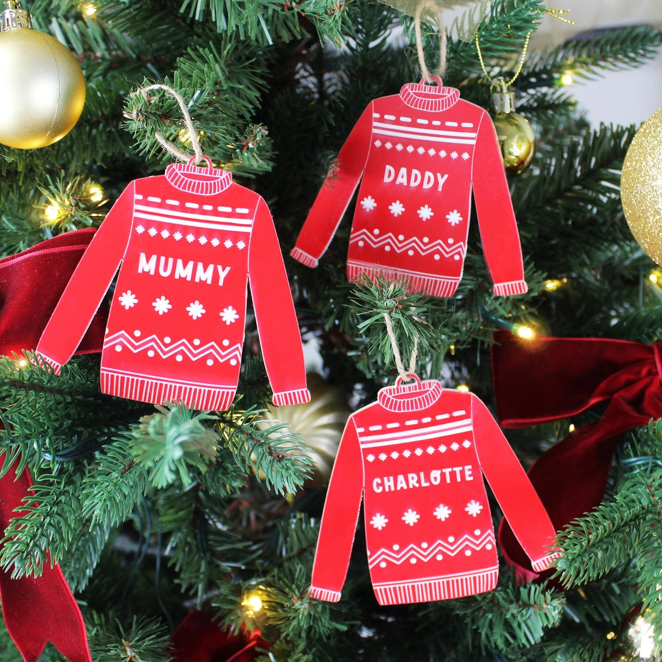 Personalised Red Acrylic Christmas Jumper Bauble