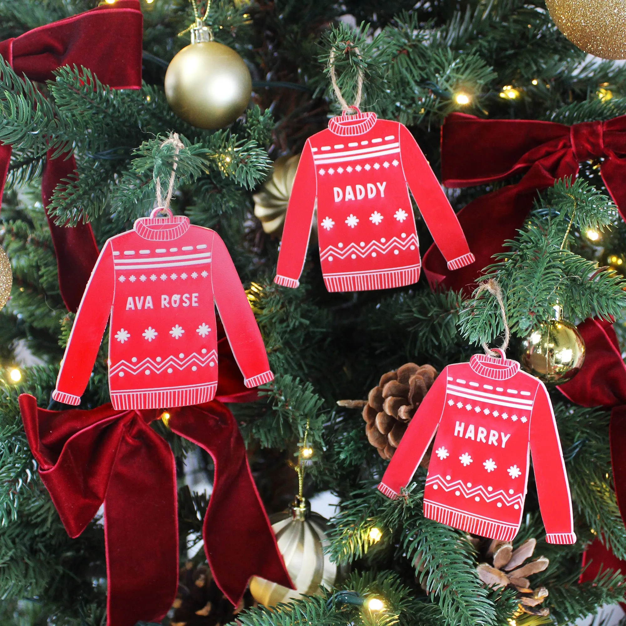 Personalised Red Acrylic Christmas Jumper Bauble