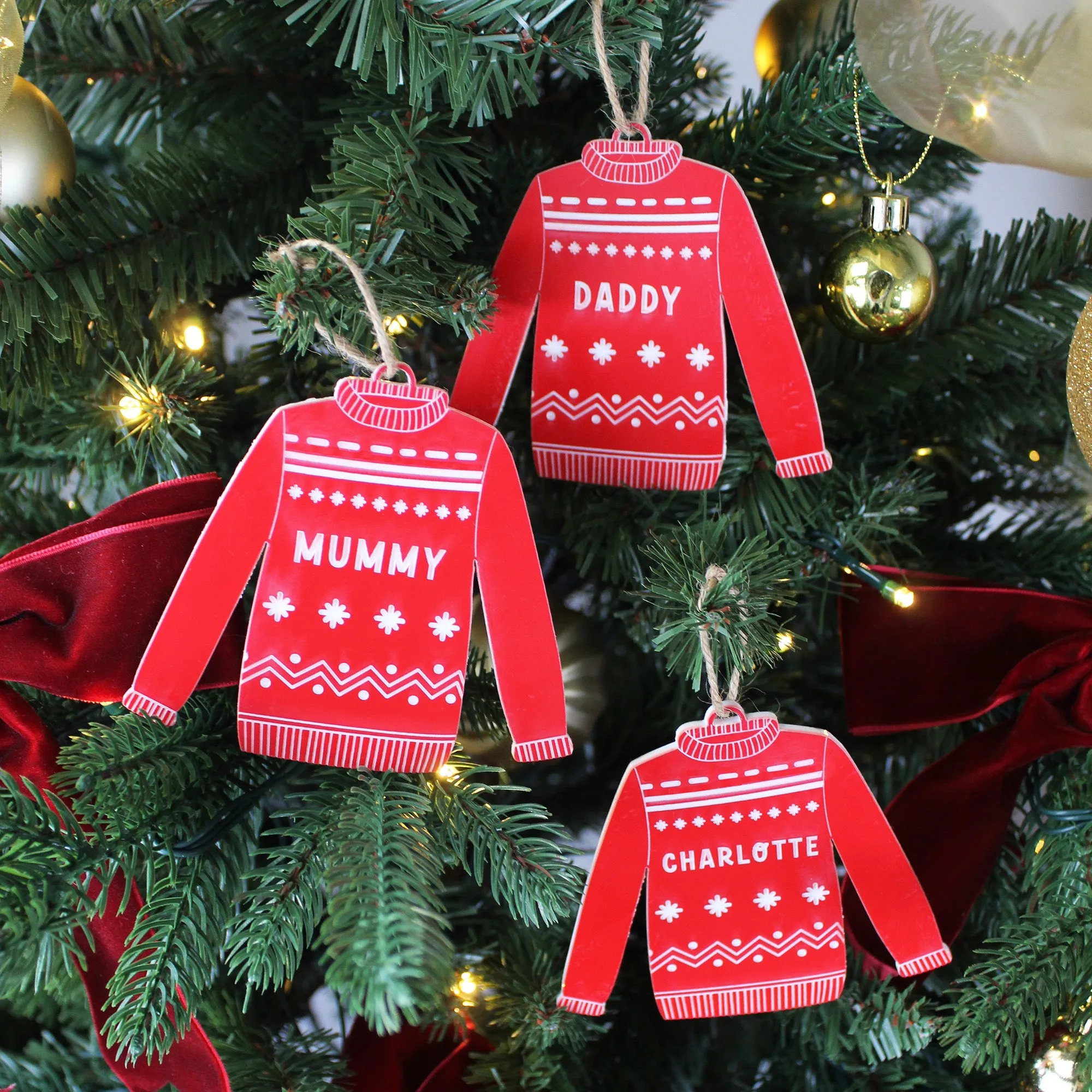 Personalised Red Acrylic Christmas Jumper Bauble