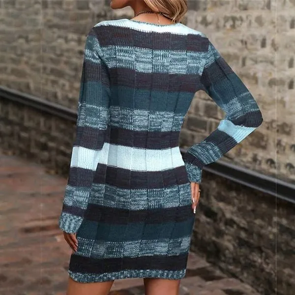 Plaid Knit Sweater Dress