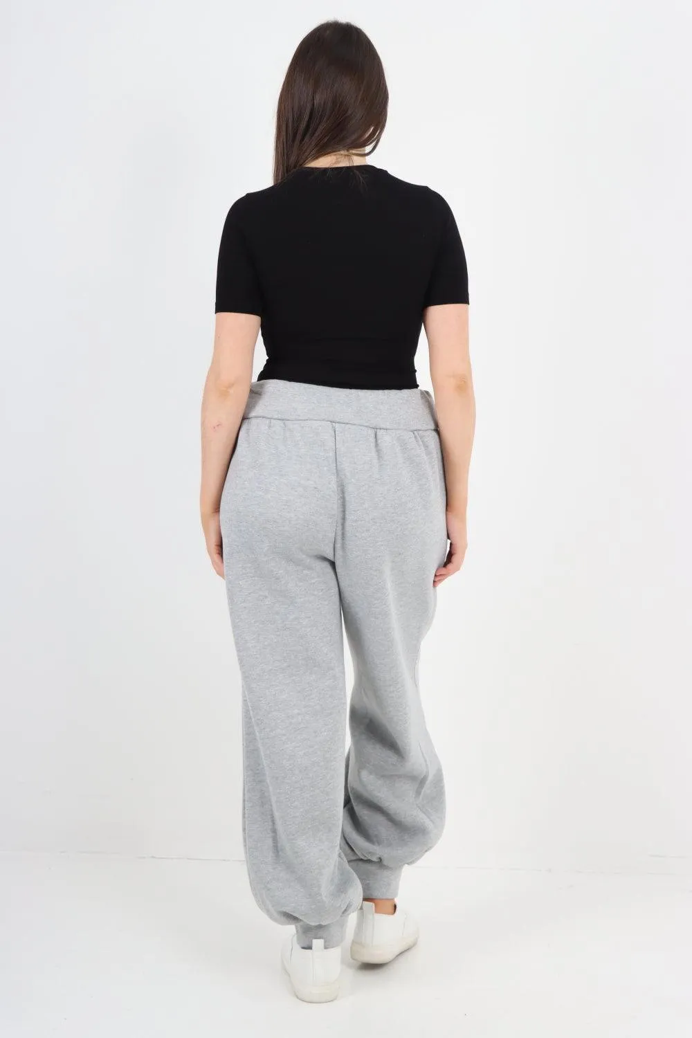 Plus Size  Plain Side Pockets  Sweat Pants