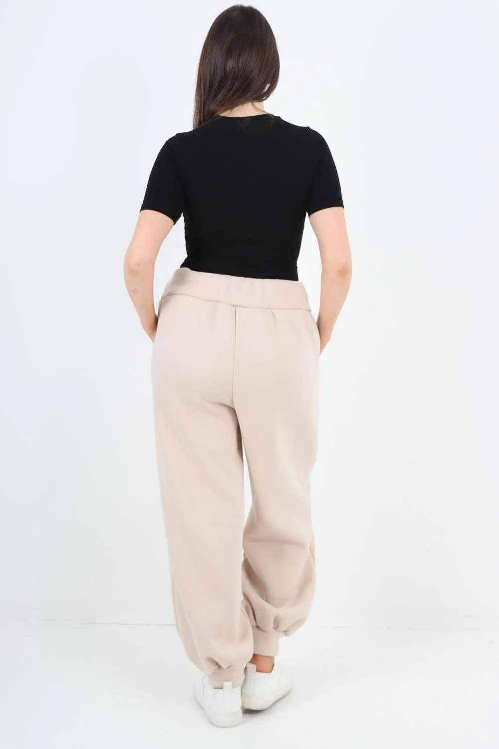 Plus Size  Plain Side Pockets  Sweat Pants