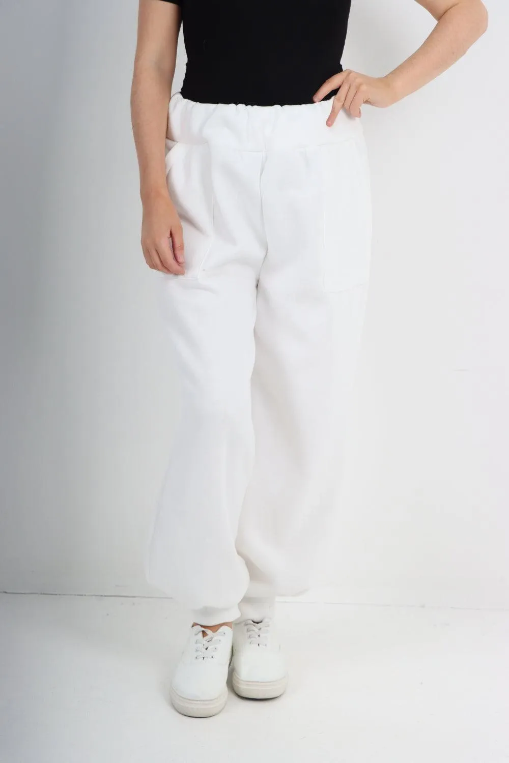 Plus Size  Plain Side Pockets  Sweat Pants