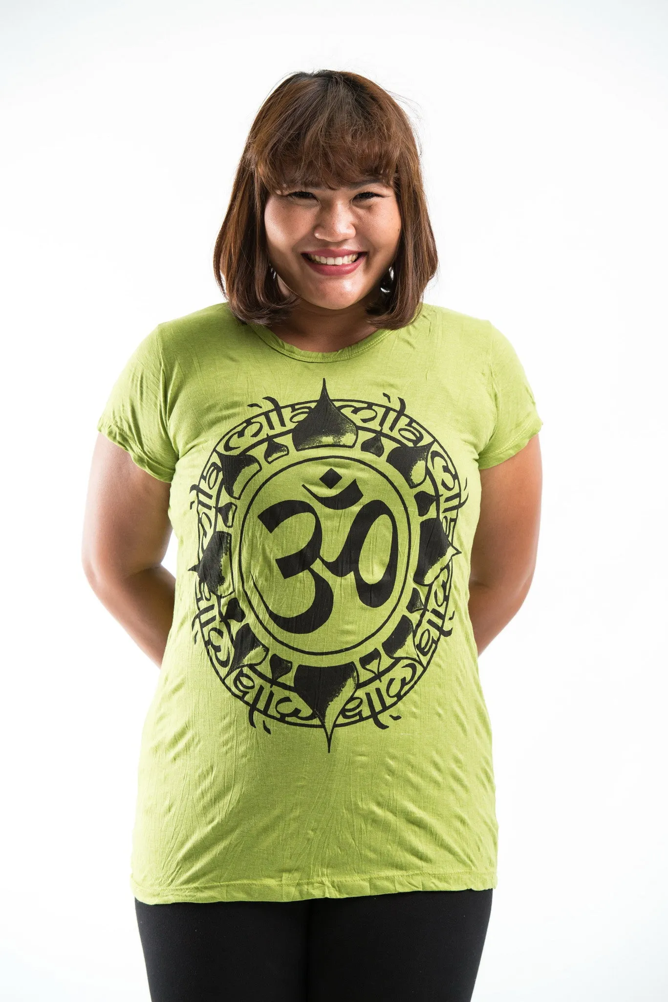 Plus Size Womens Infinitee Om T-Shirt in Lime