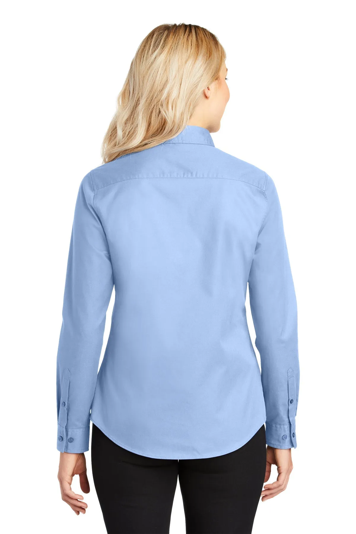 Port Authority Ladies Branded Easy Care Shirts, Light Blue/Light Stone