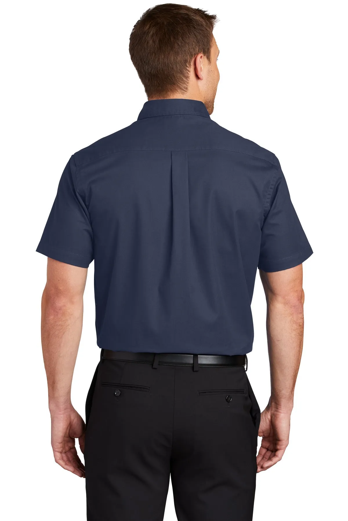 Port Authority Short Sleeve Easy Care Custom Shirts, Navy/Light Stone