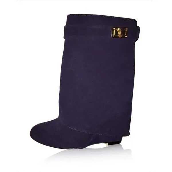 Purpdrank - Stylish Faux Leather Hidden Heel Tall Boots