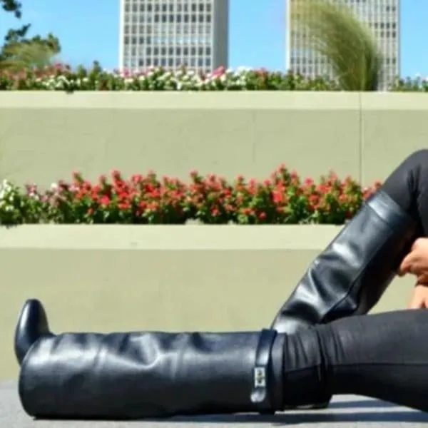 Purpdrank - Stylish Faux Leather Hidden Heel Tall Boots