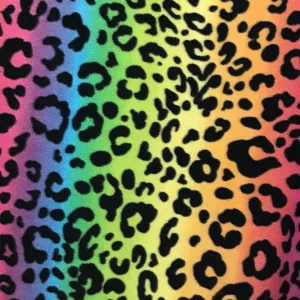 Rainbow Leopard Print Fleece Fabric