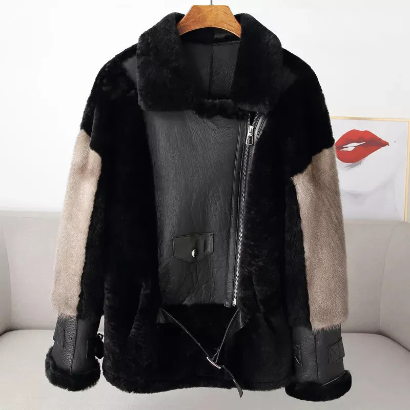 Real Sheepskin Women's Fur Coat