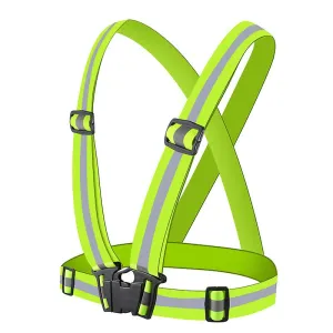 Reflective Hi-vis lime adjustable safety brace vest belt strap jacket