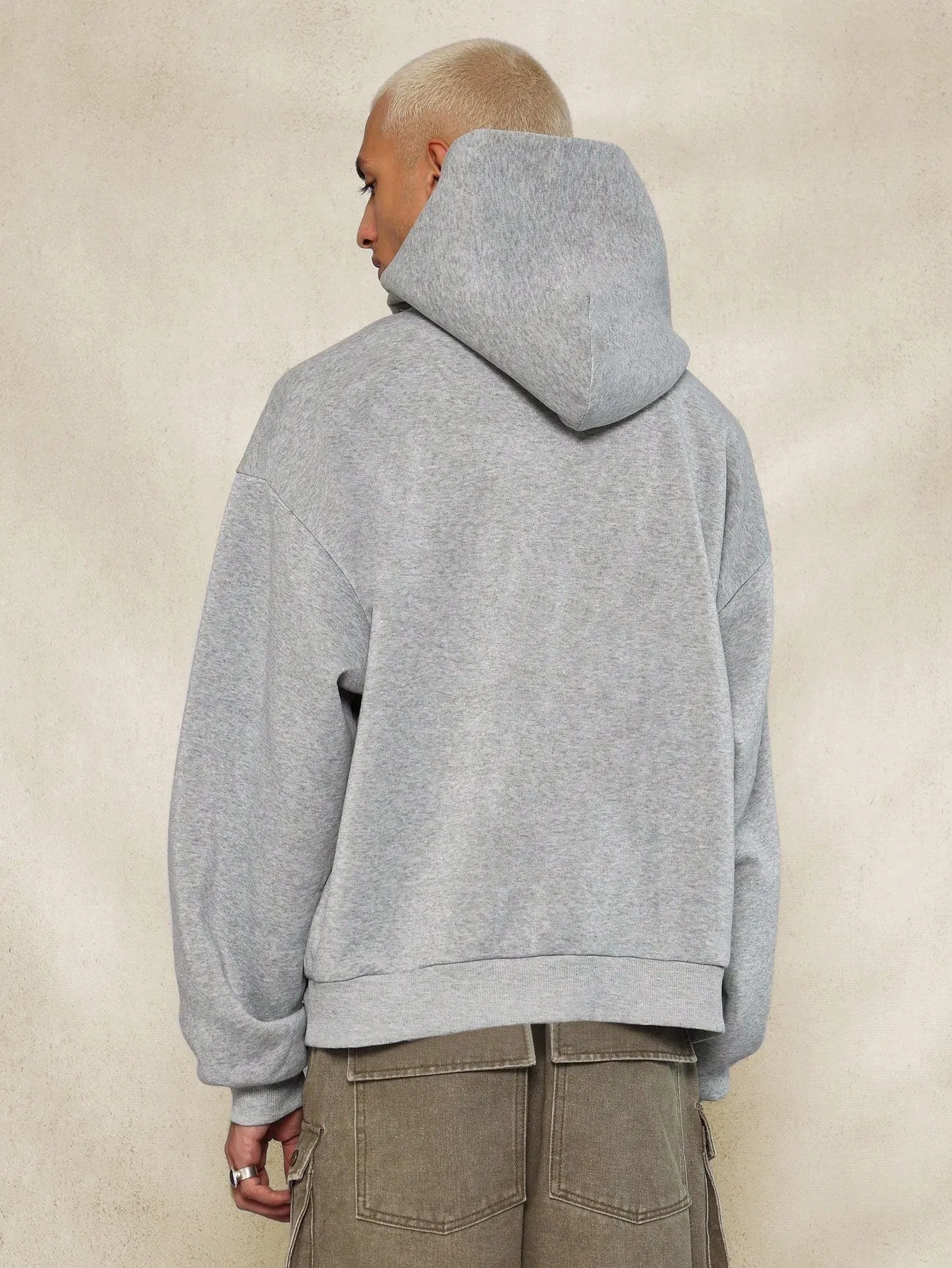 Regular Fit Overhead Hoodie With Torn Pocket & Applique