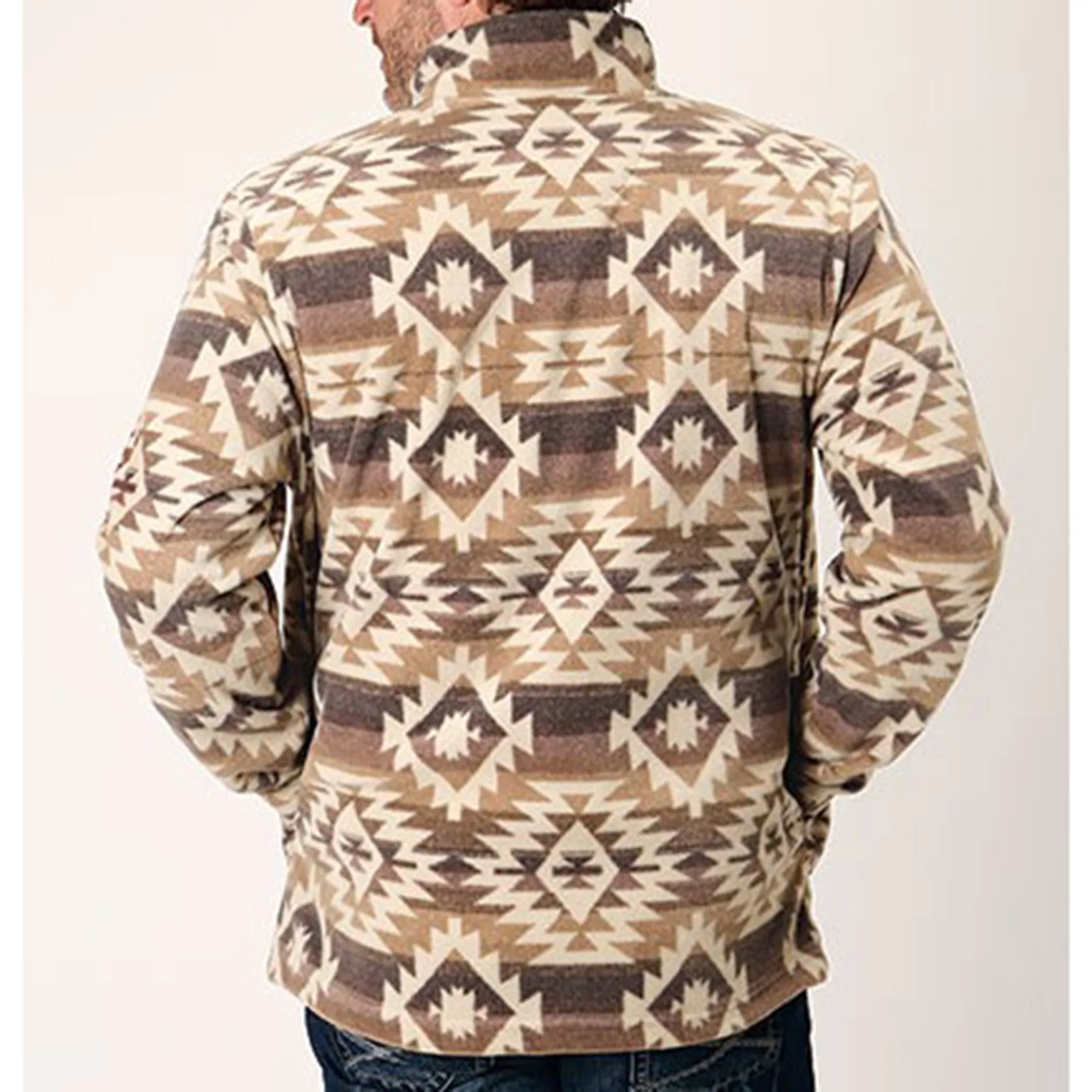 Roper Men's Brown & Khaki Aztec 1/4 Zip