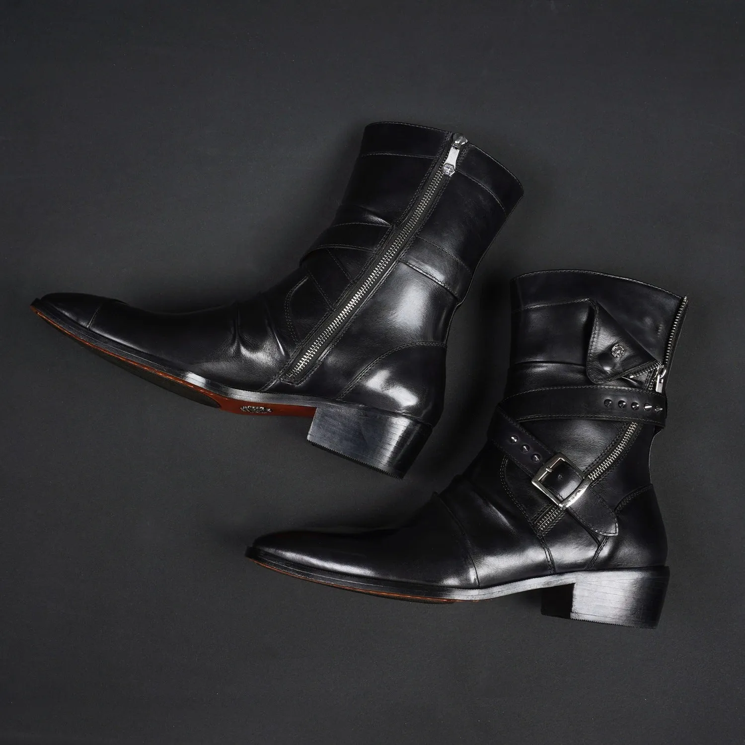 Sleek & Stylish Black Leather Cuban Boot