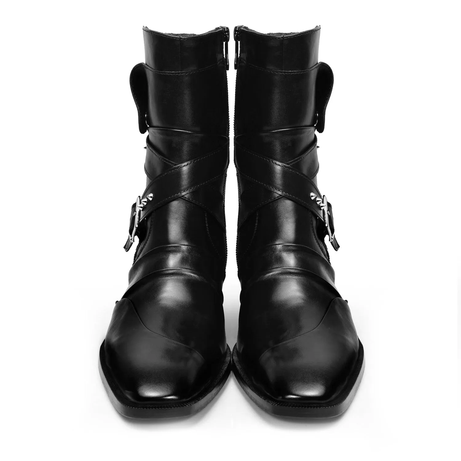 Sleek & Stylish Black Leather Cuban Boot