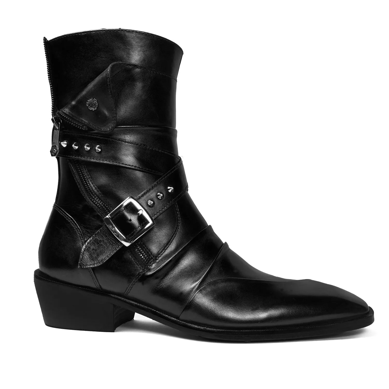 Sleek & Stylish Black Leather Cuban Boot