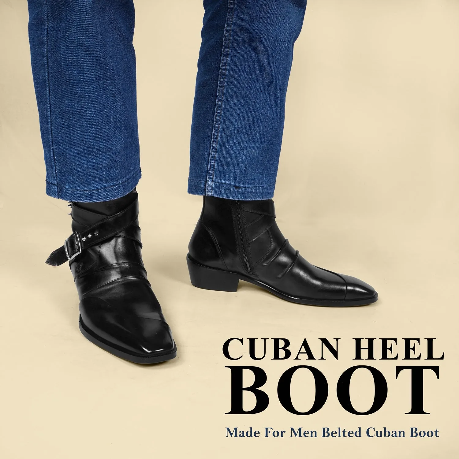 Sleek & Stylish Black Leather Cuban Boot