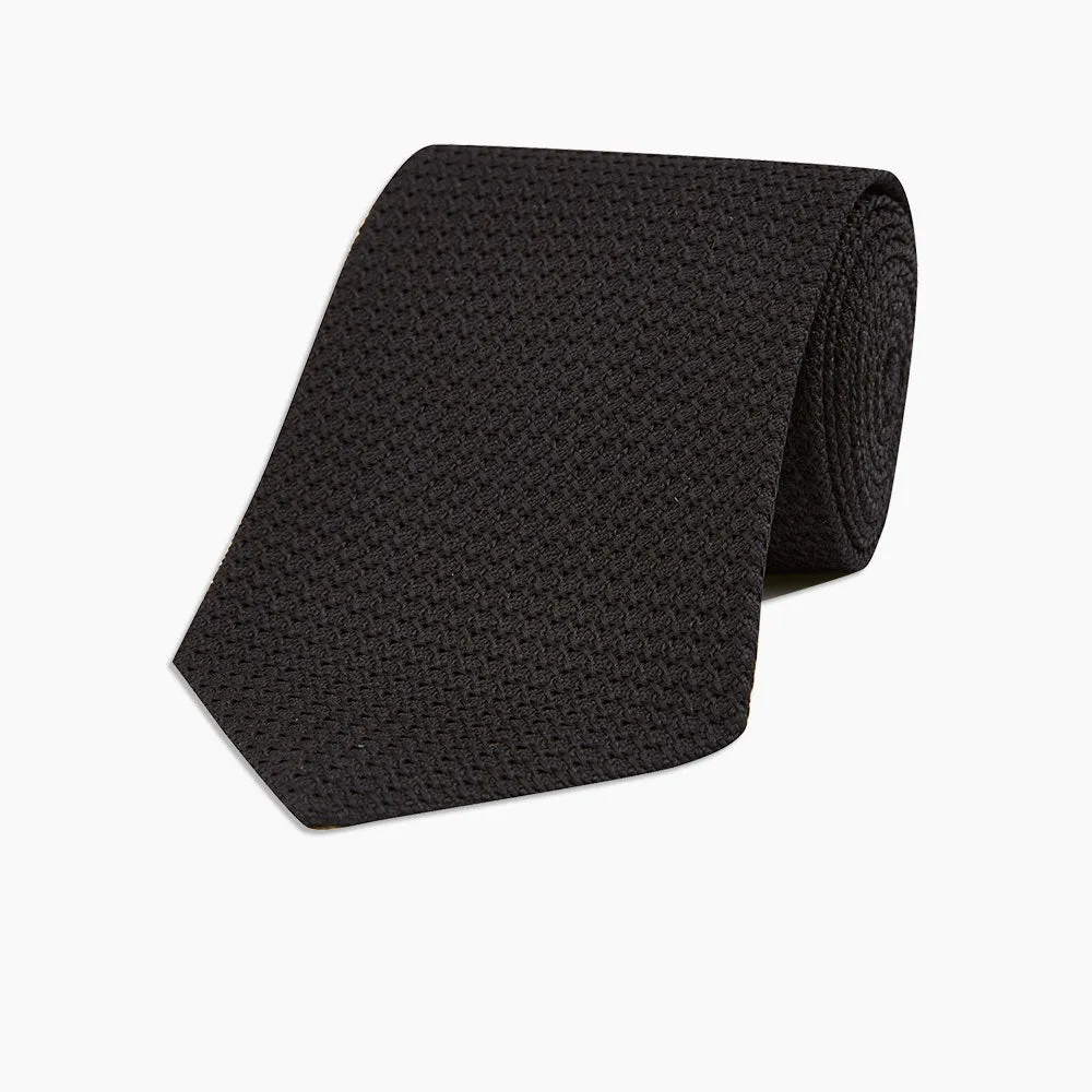 Slim Black Grenadine Silk Tie