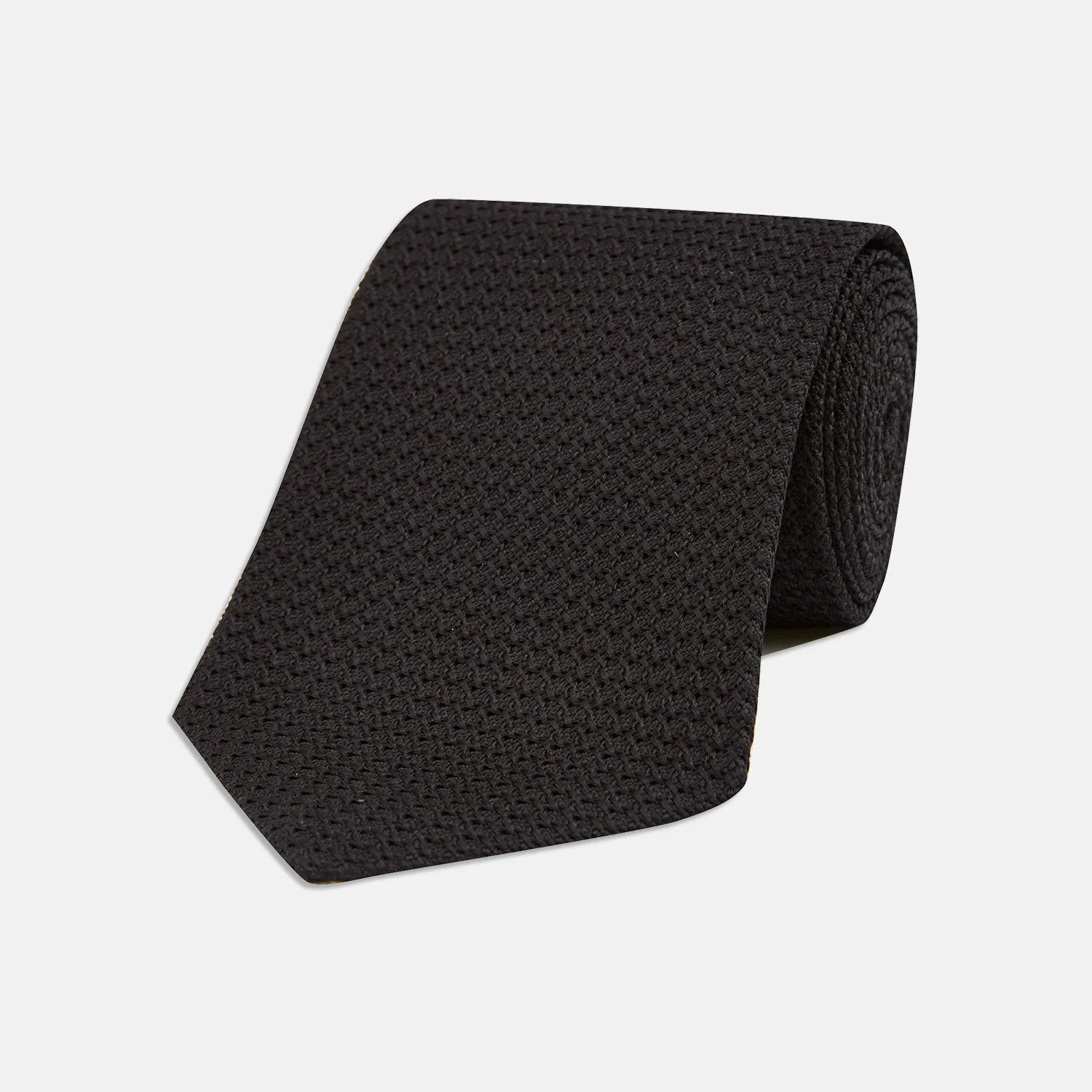 Slim Black Grenadine Silk Tie