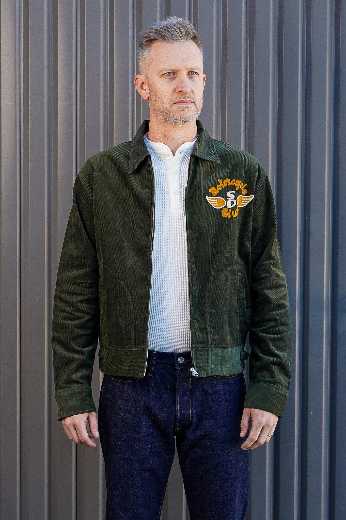 Studio D'Artian 4602 Corduroy Racing Jacket - Army Green