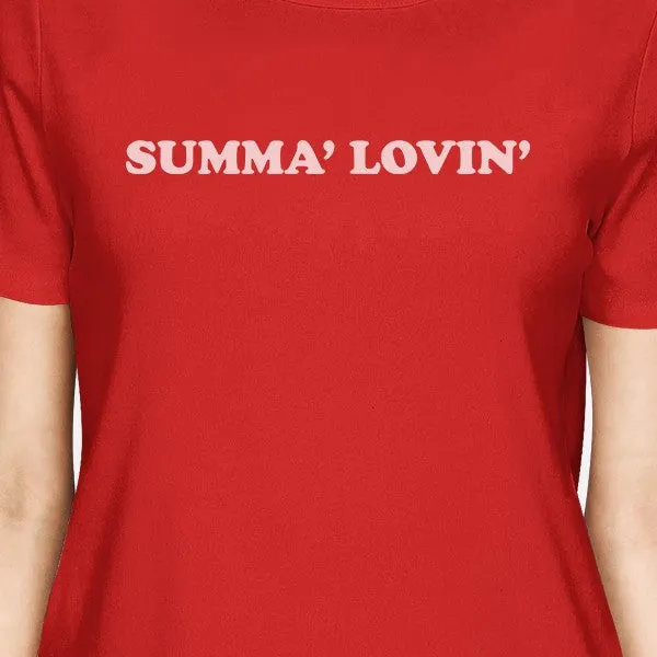 Summa' Lovin' Womens Red Short Sleeve Graphic Tee Cotton Ultra Soft