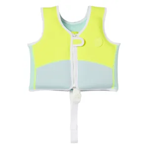 Sunnylife Salty The Shark Swim Vest 1-2 Aqua Neon Yellow SCMSVAQS