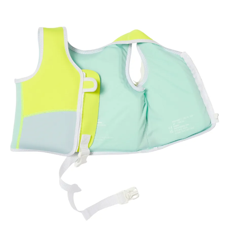 Sunnylife Salty The Shark Swim Vest 1-2 Aqua Neon Yellow SCMSVAQS