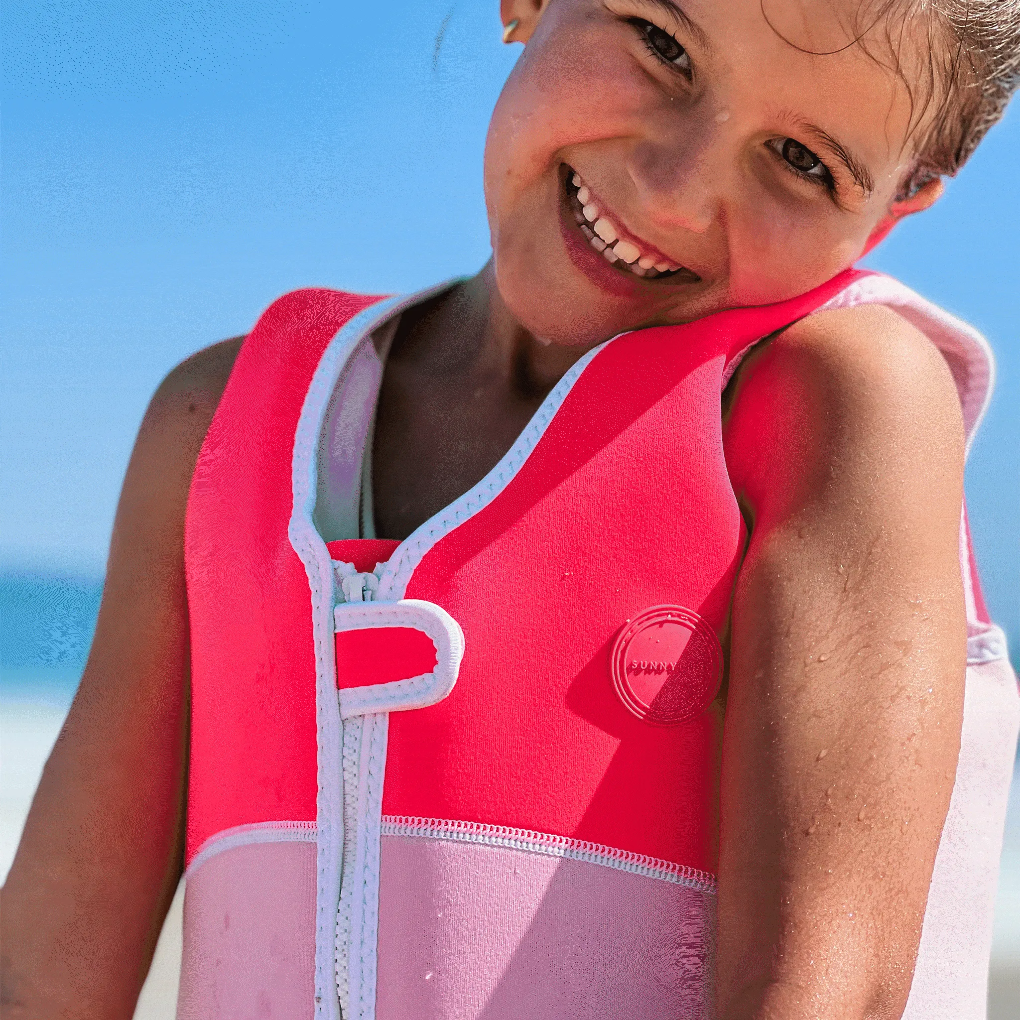 Swim Vest 1-2 | Salty the Shark Aqua Neon Yellow