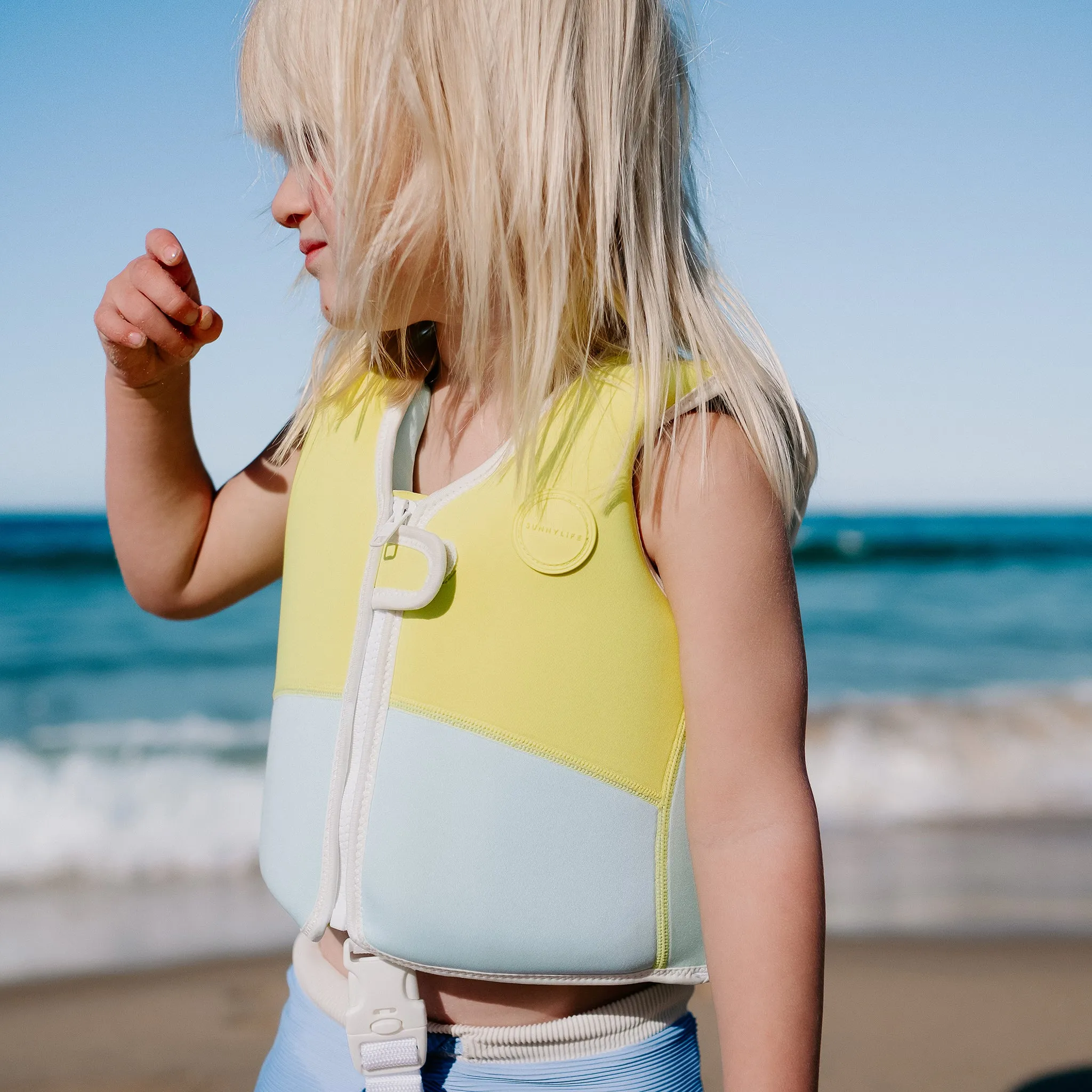 Swim Vest 1-2 | Salty the Shark Aqua Neon Yellow