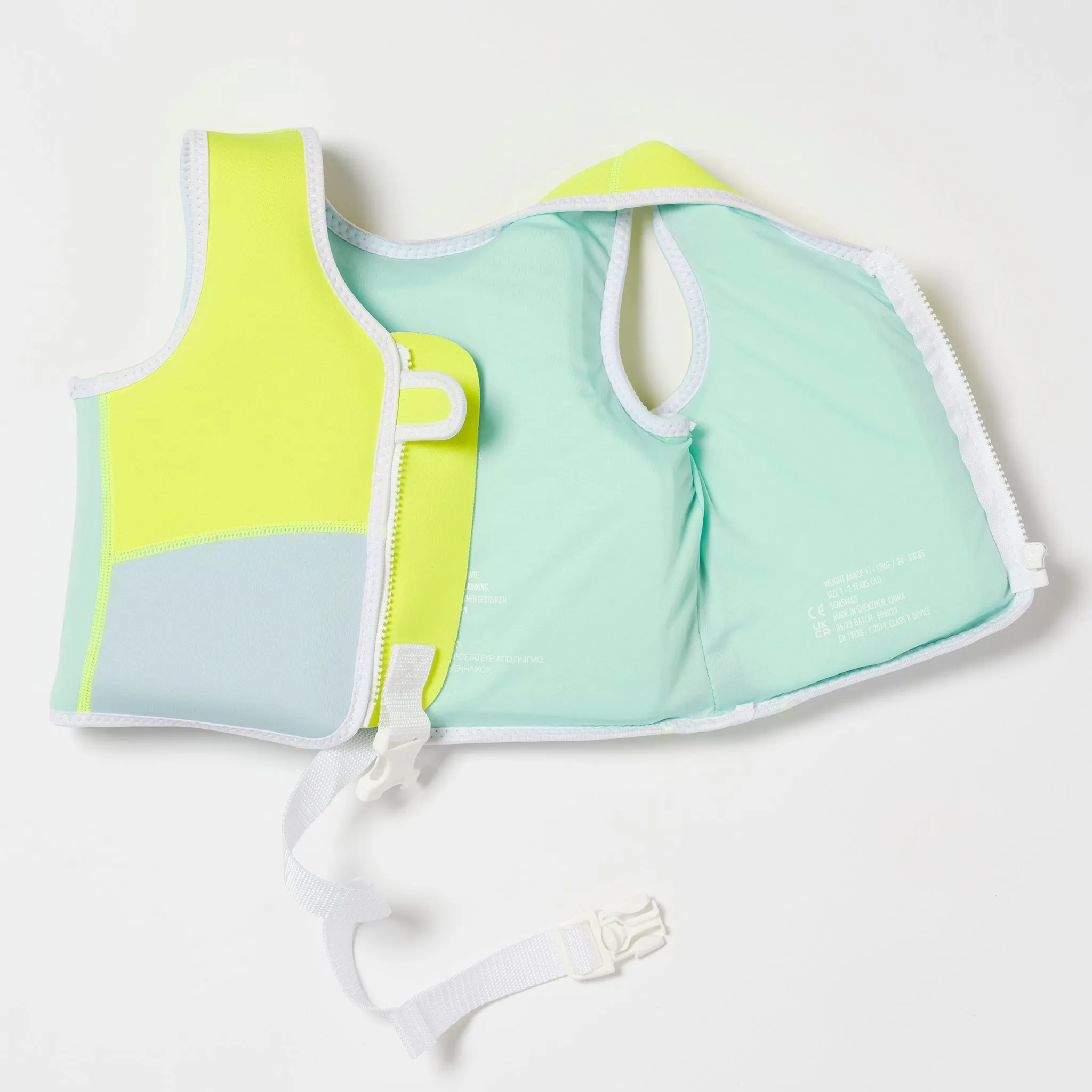 Swim Vest 1-2 | Salty the Shark Aqua Neon Yellow