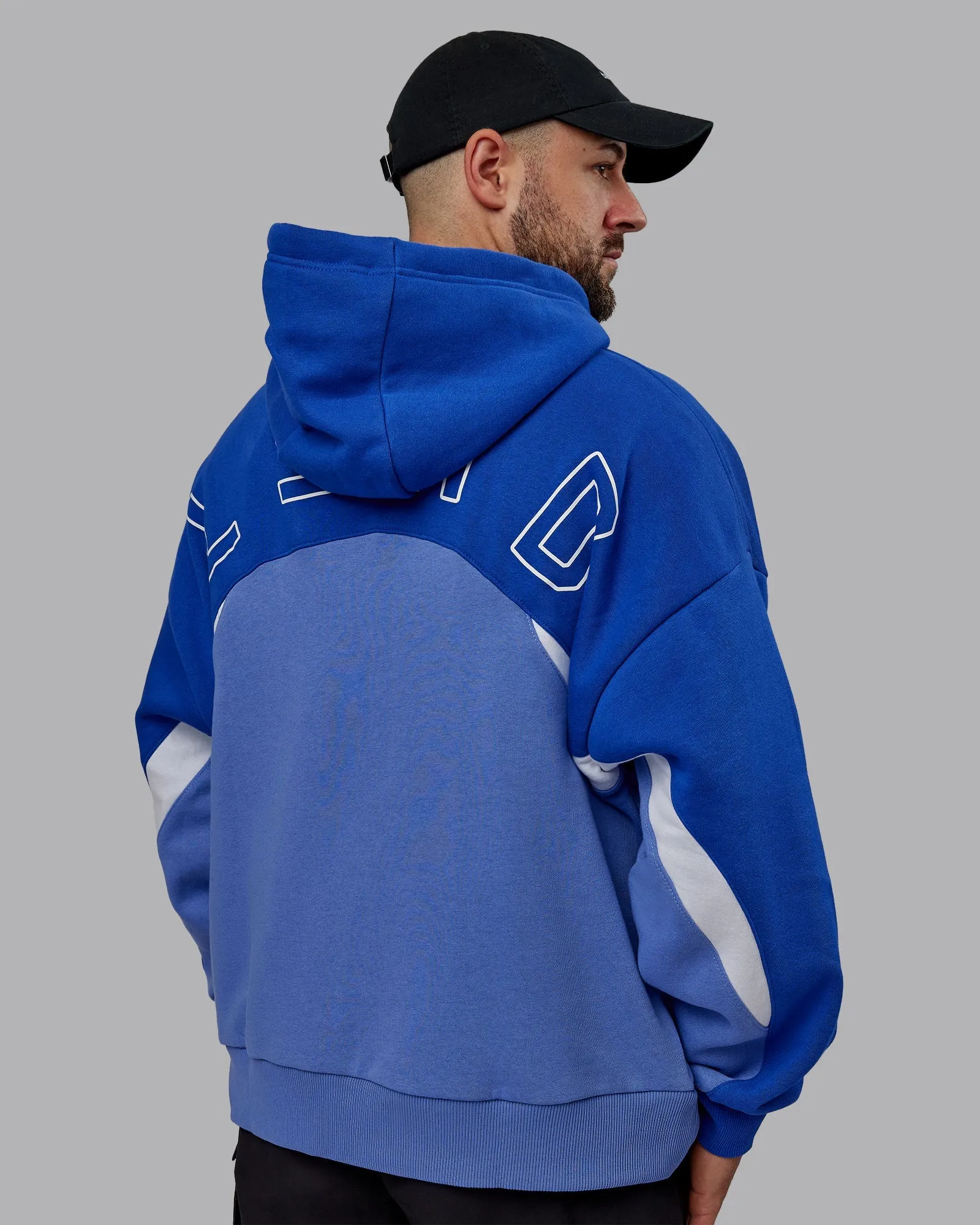 Unisex Y2K Concept Panel Hoodie - Power Cobalt-White