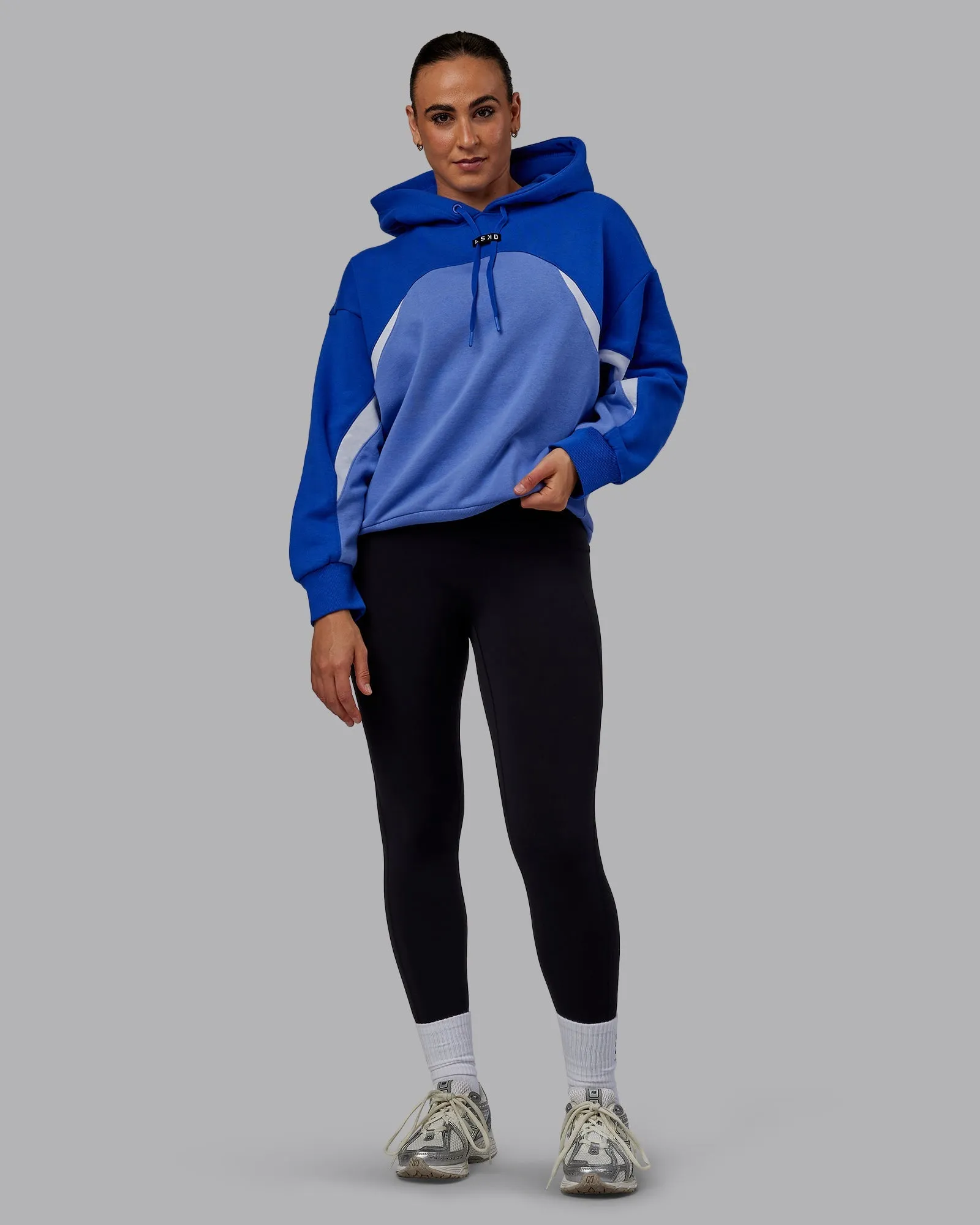 Unisex Y2K Concept Panel Hoodie - Power Cobalt-White