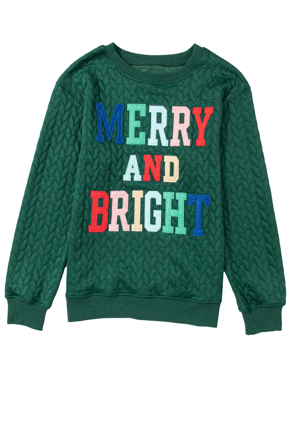 White Merry and Bright Quilted Sweatshirt