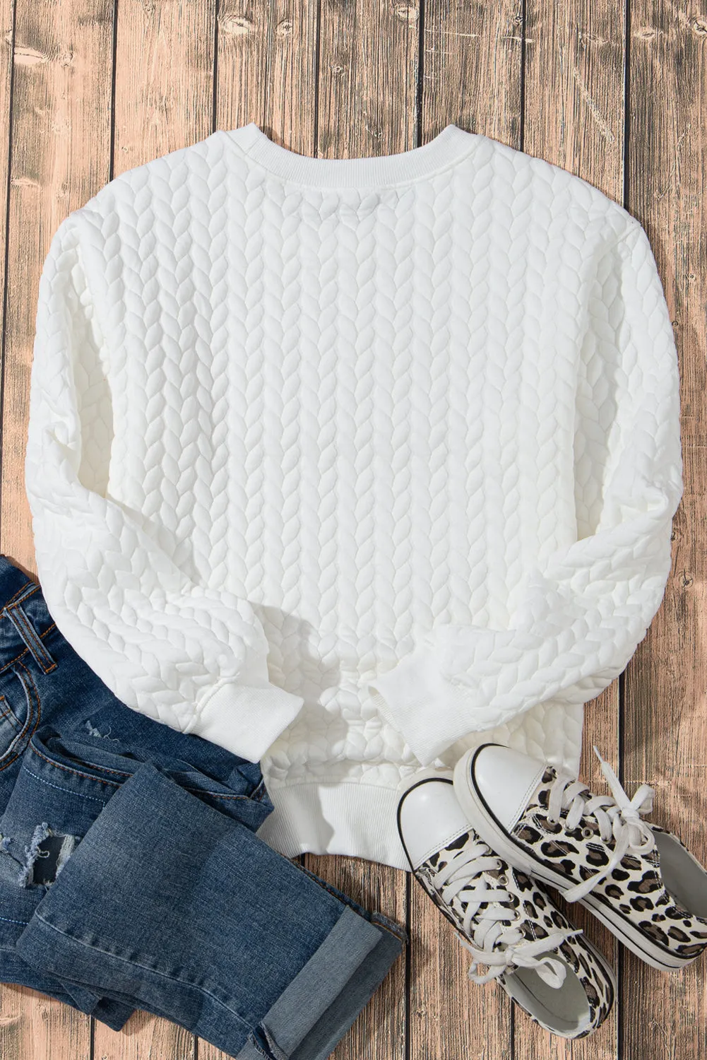 White Merry and Bright Quilted Sweatshirt