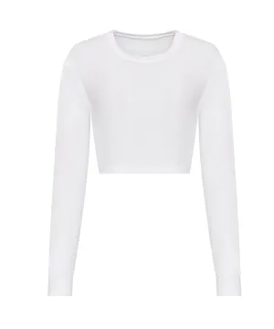 Womens long sleeve cropped T | Solid White