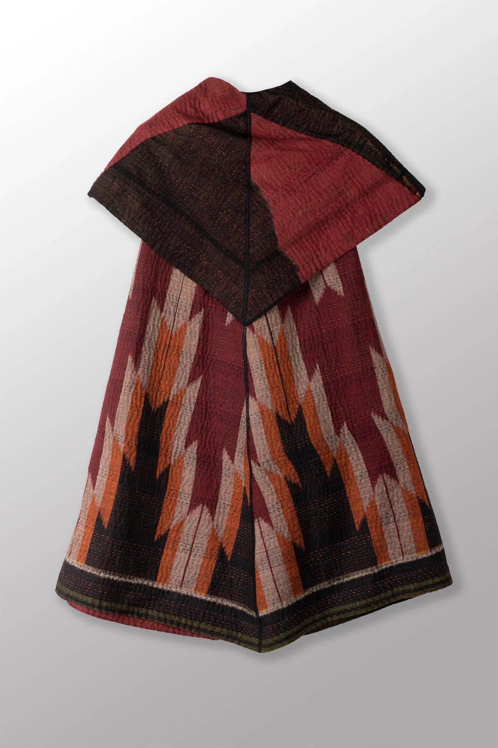 WOVEN HANDLOOM IKAT WITH OMBRE KANTHA CIRCULAR VEST