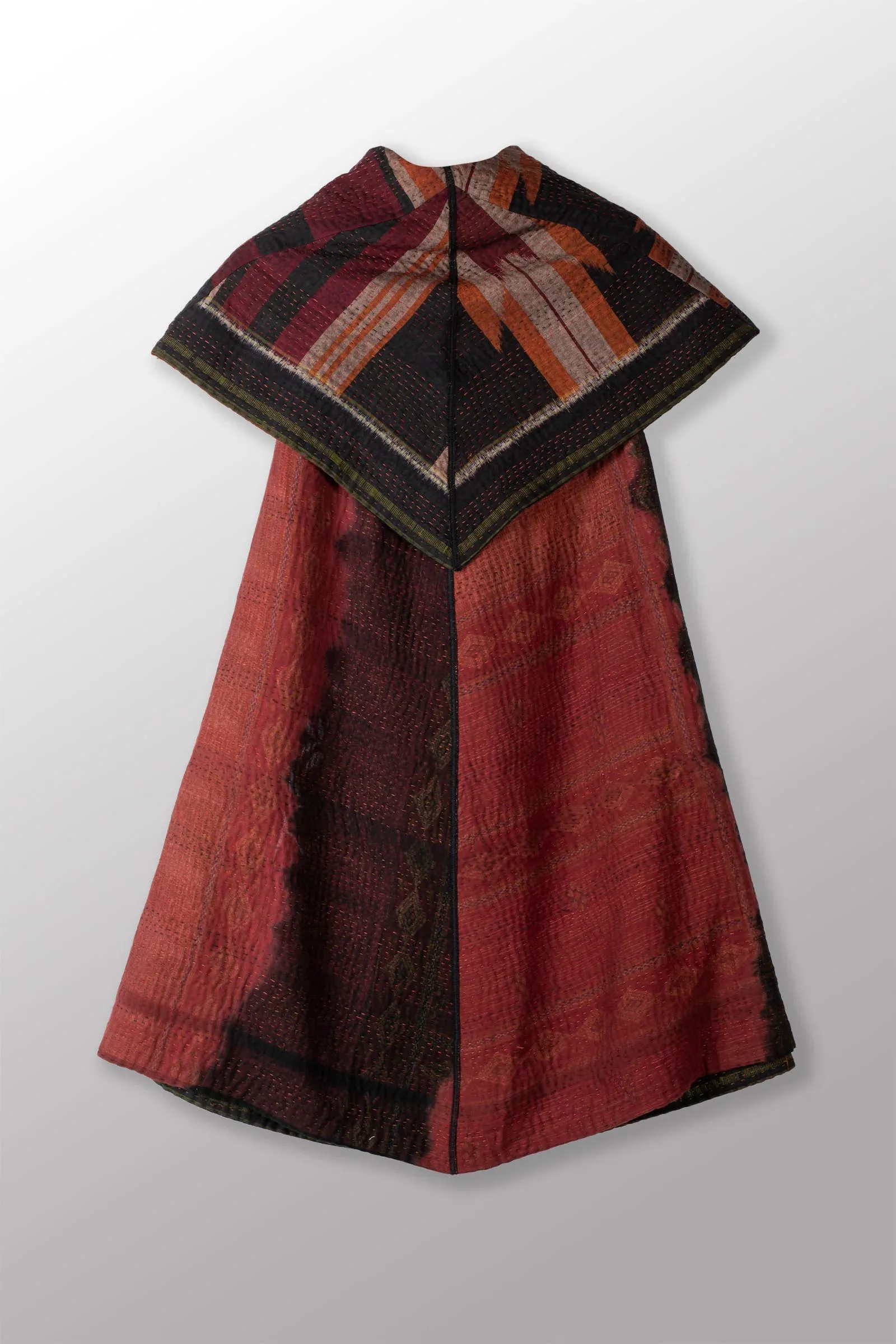 WOVEN HANDLOOM IKAT WITH OMBRE KANTHA CIRCULAR VEST