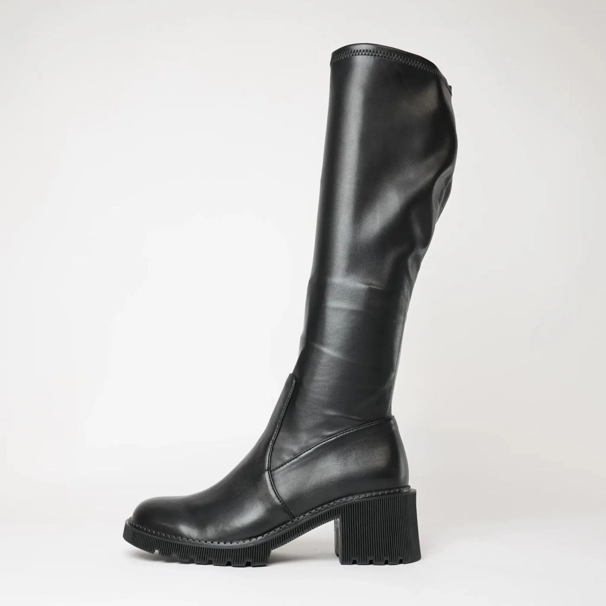 Zina Black Stretch Knee High Boots