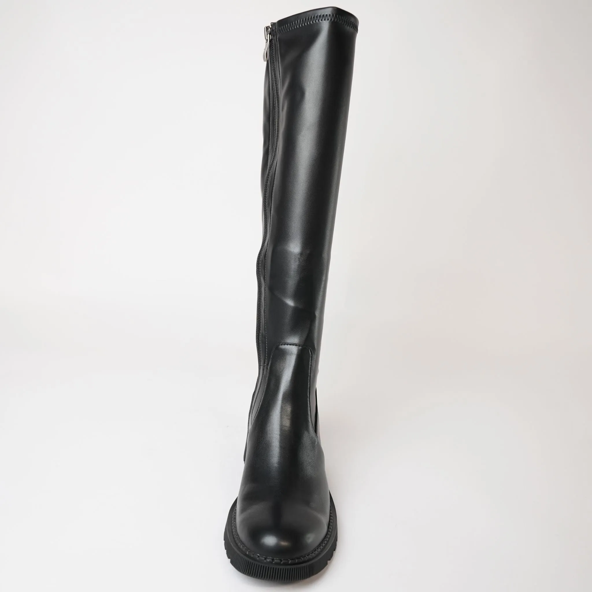 Zina Black Stretch Knee High Boots